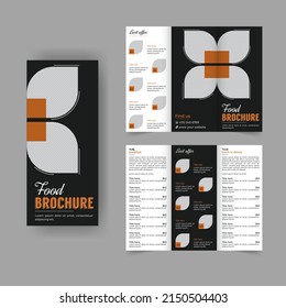 food trifold brochure magazine restaurant menu card design, cooking recipe for fast food, burger or cocktail party, business brochure or corporate brochure template