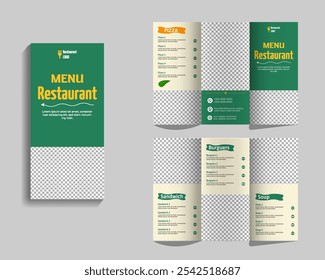  Modelo de brochura de três dobras alimentares. .restaurante menu borchure design.