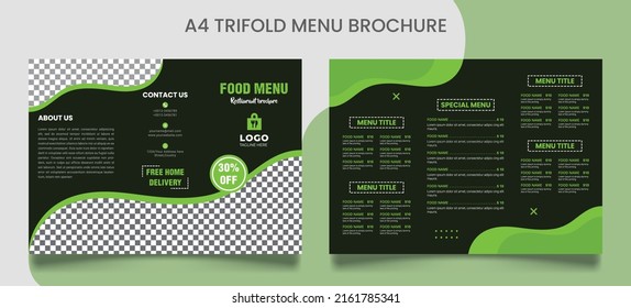 Food trifold menu brochure template, fast food menu brochure in A4 size print ready template.