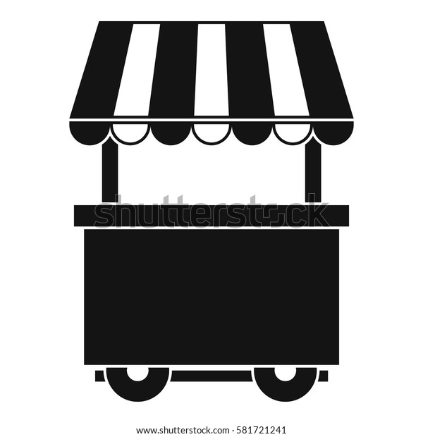 Food trolley with awning icon.\
Simple illustration of food trolley with awning vector icon for\
web