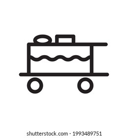 
Lebensmittelwagen Symbol oder Logo Vektorgrafik von isolierten Zeichen Symbol, Vektorgrafik mit hochwertiger schwarzer Umrisslinie.