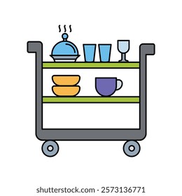 food trolley icon with white background vector stock illustration