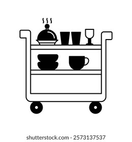 food trolley icon with white background vector stock illustration