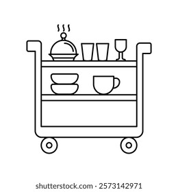 food trolley icon with white background vector stock illustration