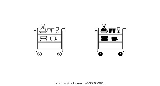 food trolley set icon with white background vector stock illustration