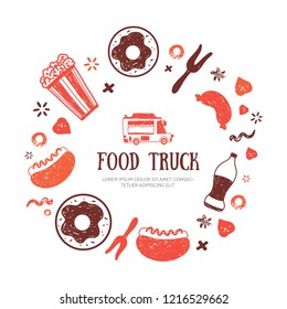 Food Truck banner template for menu design, promotion