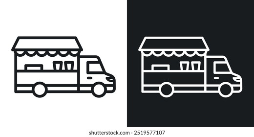 Food truck black and white icon.