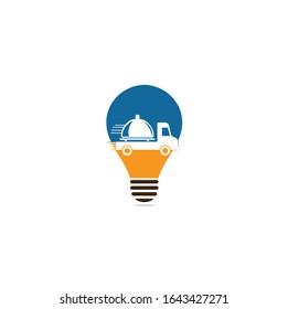 food truck bulb shape concept logo design template. food delivery logo design.	