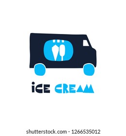 Food truck car, ice cream vector