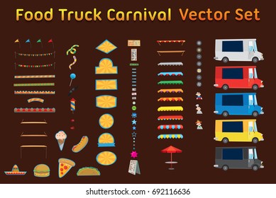 Food Truck Carnival Vector Set