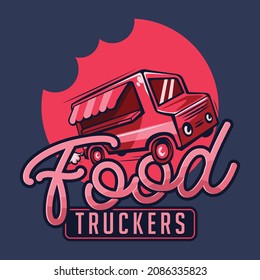 food truck cartoon logo in retro style