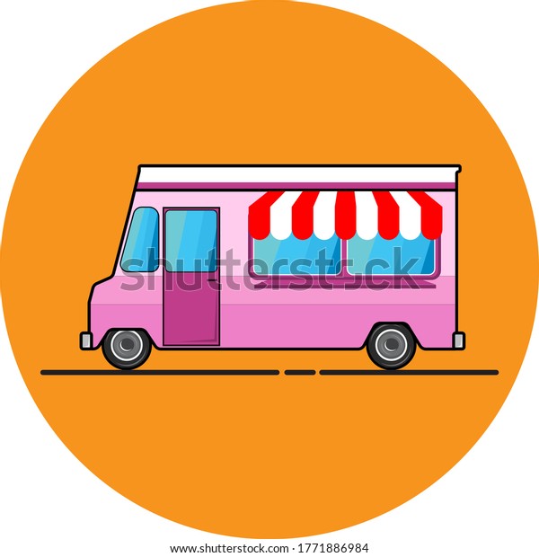 Food truck cartoon vector design, street  fast food\
truck 