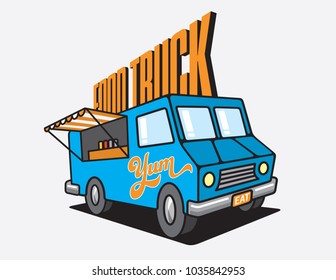 Food Truck Cartoon Vector Illustration.
Design For Food Truck Festival Poster Or Advertising.