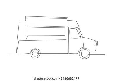 Food truck concept one-line drawing