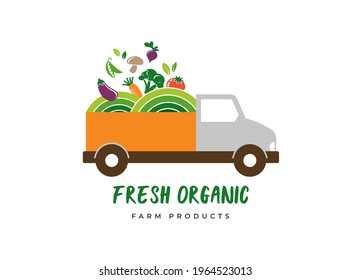 Food truck, food delivery, farm fresh logo and branding. Healthy, vegan and vegetarian food concept design