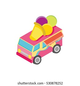 Food Truck Design Vector. Flat 3d Isometric Vector Vehicle. Vector Illustration