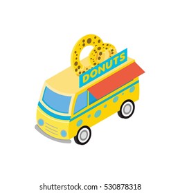 Food Truck Design Vector. Flat 3d Isometric Vector Vehicle. Vector Illustration