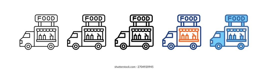Icono de Vector de conjunto diferente de camión de comida