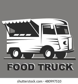 Food truck for emblems and logo. Vector illustration