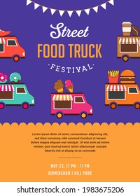 Food Truck Fair, Night Market, Summer Fest, Food And Music Street Fair, Family Festival Poster And Banner 