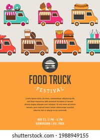 Food truck fair, Night market, Summer fest, food and music street fair, family festival poster and banner