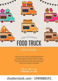 Food Truck Fair, Night Market, Summer Fest, Food And Music Street Fair, Family Festival Poster And Banner