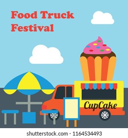 food truck festival banner and poster. vector illustration