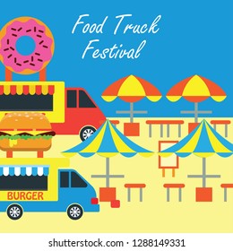 food truck festival banner and poster. vector illustration
