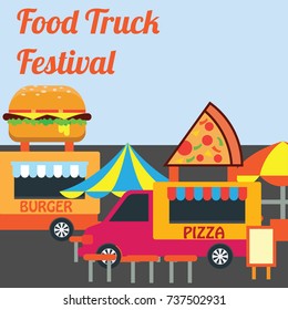 food truck festival banner and poster. vector illustration