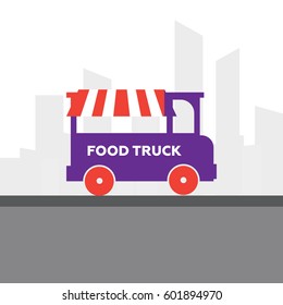 Food truck festival emblems and logos set