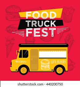 Food truck festival menu food brochure, street food template design. 