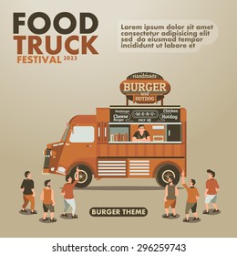 Food truck festival poster with gourmet,Burger theme design