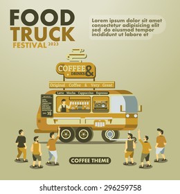 Food truck festival poster with gourmet,Coffee theme design