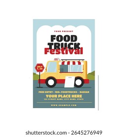 Food truck flyer poster template design