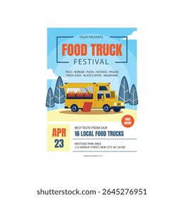 Food truck flyer poster template design