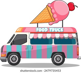 Food truck with giant ice cream cone