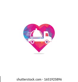 food truck heart shape concept logo design template. food delivery logo design.	