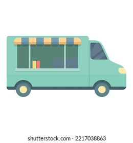 Food truck icon cartoon vector. Street festival. Outdoor shop