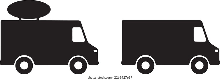 Food Truck Icon. Food Delivery Icon. Truck silhouette Vector Art Illustration