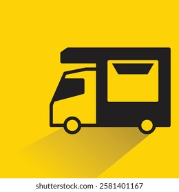 food truck icon with drop shadow on yellow background