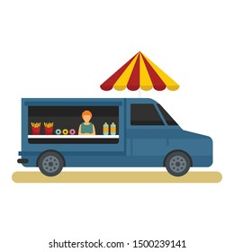 Food truck icon. Flat illustration of food truck vector icon for web design