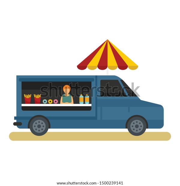 Food truck icon. Flat illustration of food truck\
vector icon for web\
design