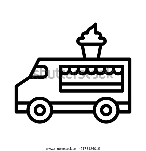 Food Truck Icon. Line Art Style Design\
Isolated On White\
Background