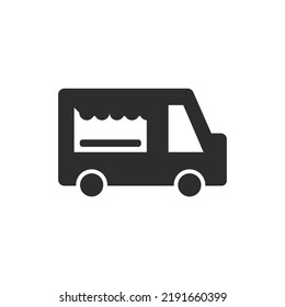 Food truck icon. Monochrome black and white symbol