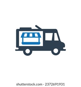 Food truck icon on white background