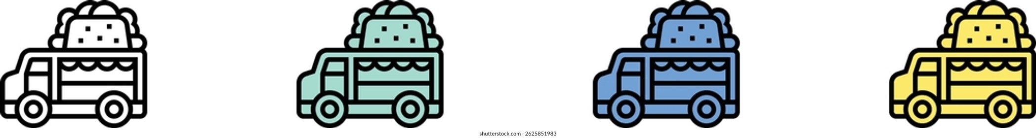 food truck icon. Outline, Green, Blue and Yellow Style Design Isolated On White Background