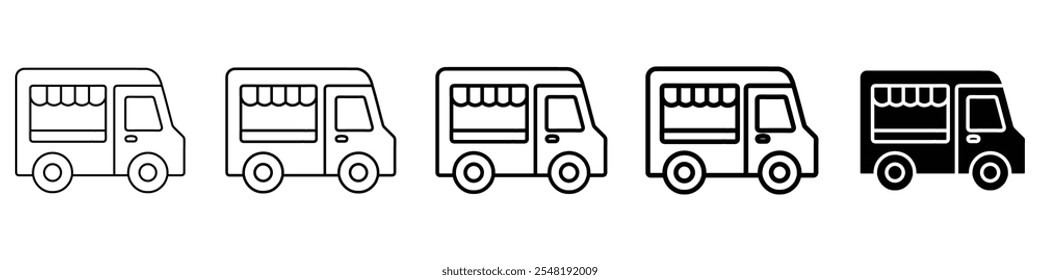 food truck icon Simple thin line logo set