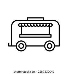 Food truck icon. Street coffee food truck shop. Wheel market stall, mobile cafe. Vector illustration.