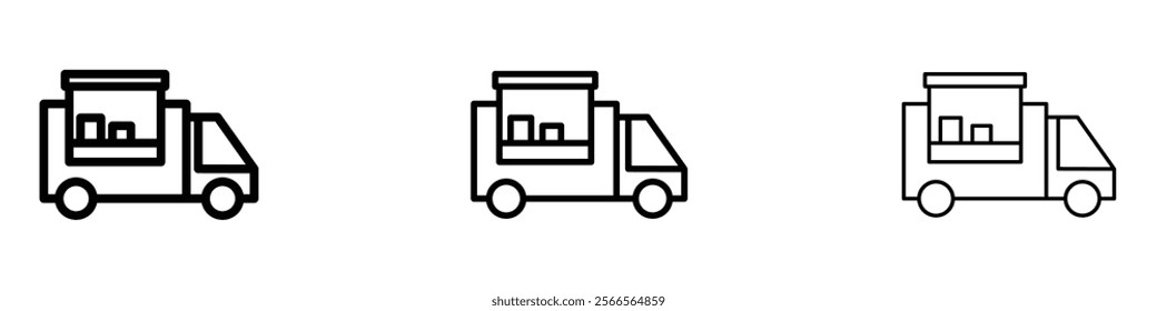 Food truck icon in tree different line stroke sizes.