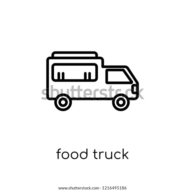 Food truck icon. Trendy modern flat linear\
vector Food truck icon on white background from thin line United\
States of America collection, editable outline stroke vector\
illustration